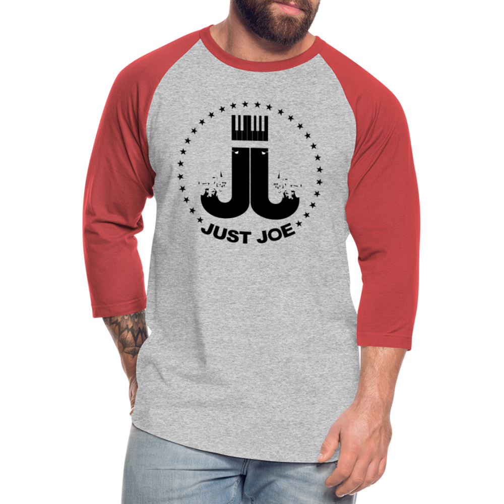 Just Joe Baseball T-Shirt (Black Logo) - heather gray/red