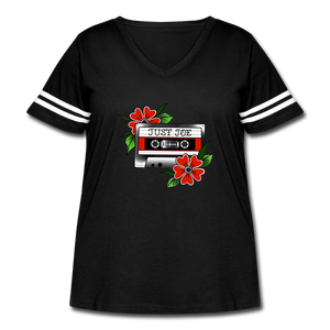 Women's Curvy Vintage Sport T-Shirt - black/white