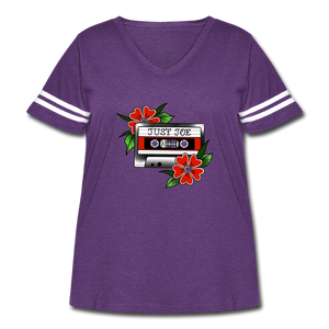 Women's Curvy Vintage Sport T-Shirt - vintage purple/white