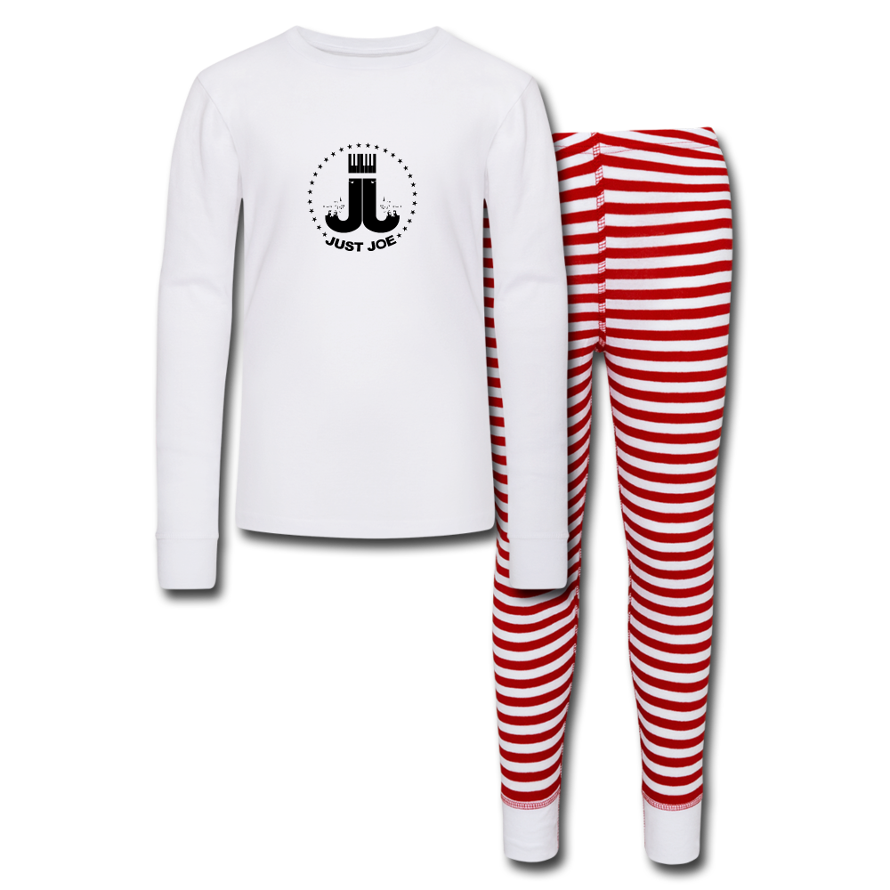 Just Joe Kid's Pajamas - white/red stripe