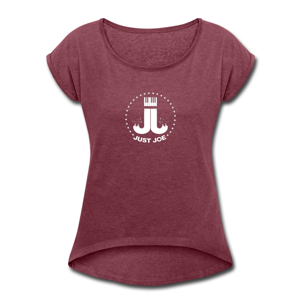 Just Joe Women's Roll Cuff T-Shirt - heather burgundy