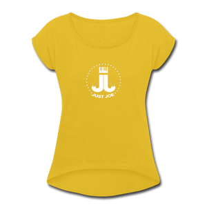 Just Joe Women's Roll Cuff T-Shirt - mustard yellow