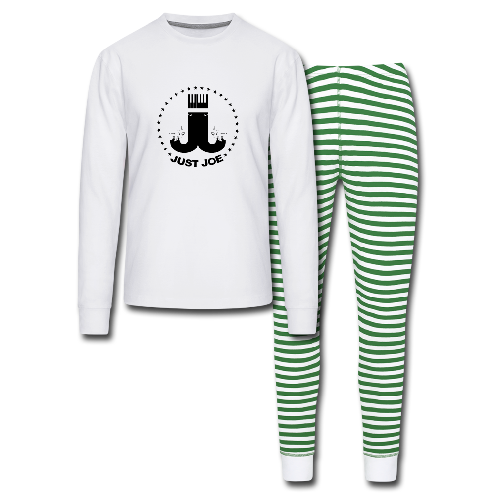 Just Joe Unisex Pajama Set - white/green stripe