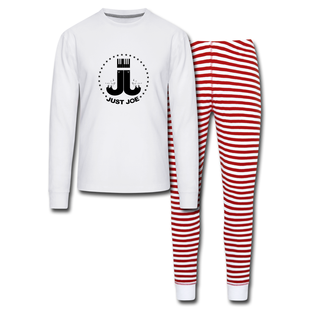Just Joe Unisex Pajama Set - white/red stripe